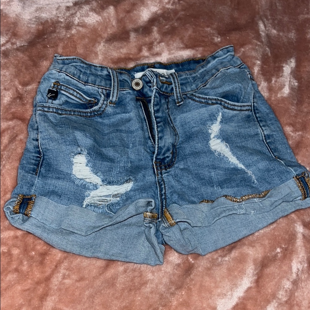 KanCan Blue Distressed Jean Shorts High-Waisted